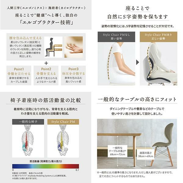 Style Chair PM スタイル チェア ピーエム Ｓ字姿勢 サポート 腰 健康